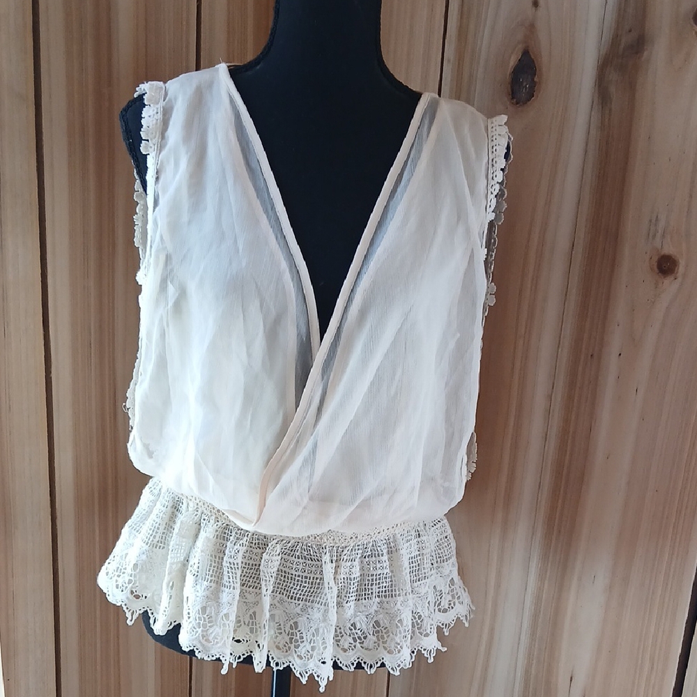 Ryu Cream Wrap Peplum Blouse